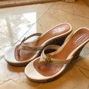 Coach White Bee heels